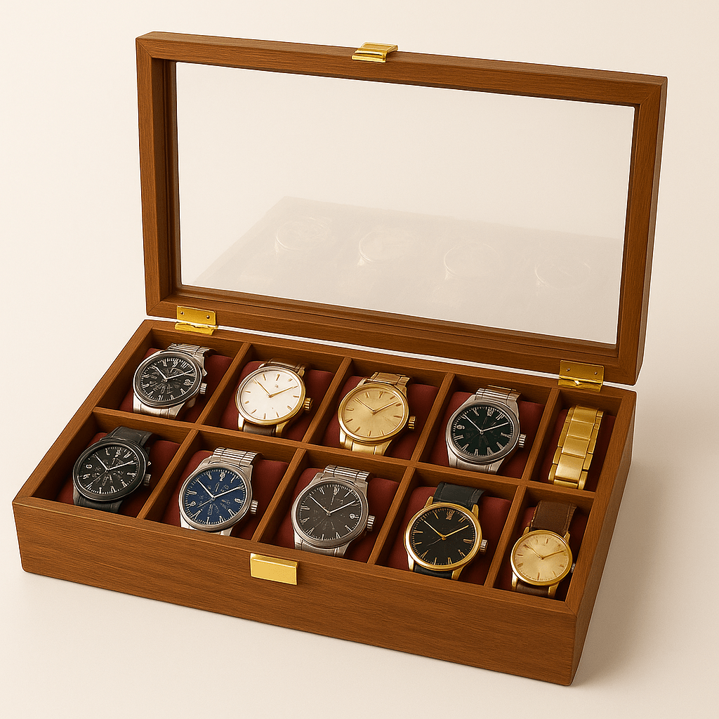 10 Watches – Golden Hinge – Glass Top - AlifdukanAlifdukan types here :)
