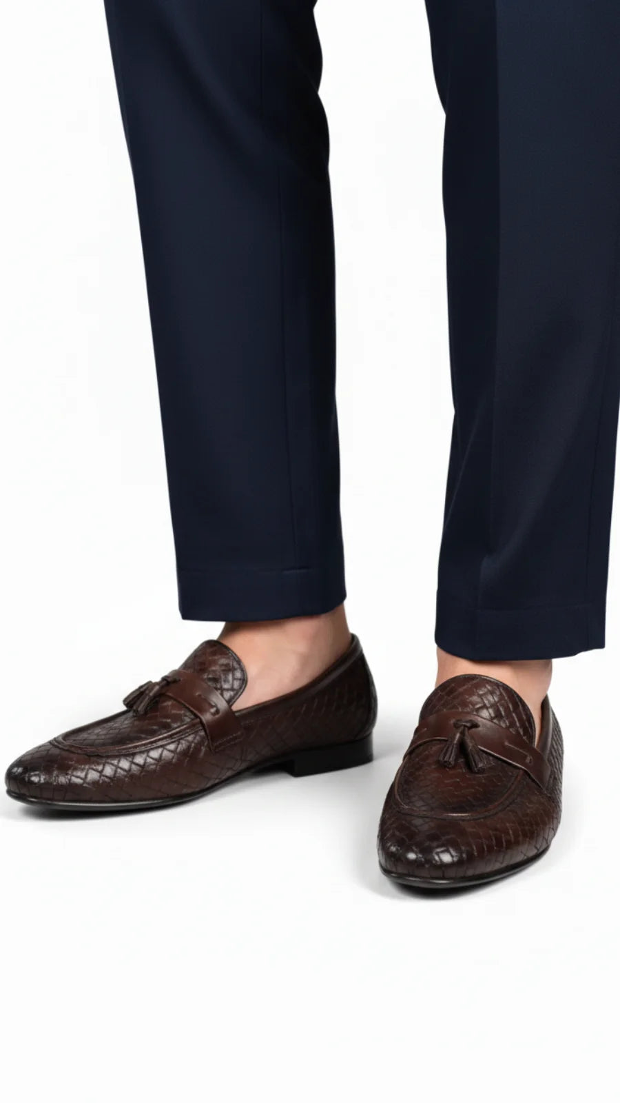 Premium Brown Textured Leather Loafers for Men – Classic Formal Wear