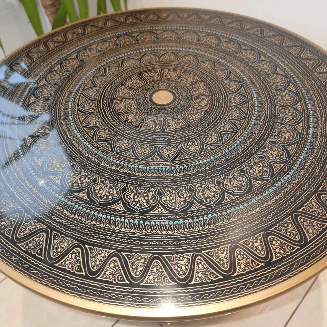 Handpainted Round wooden table, coffee, bedside, console, corner, dining.