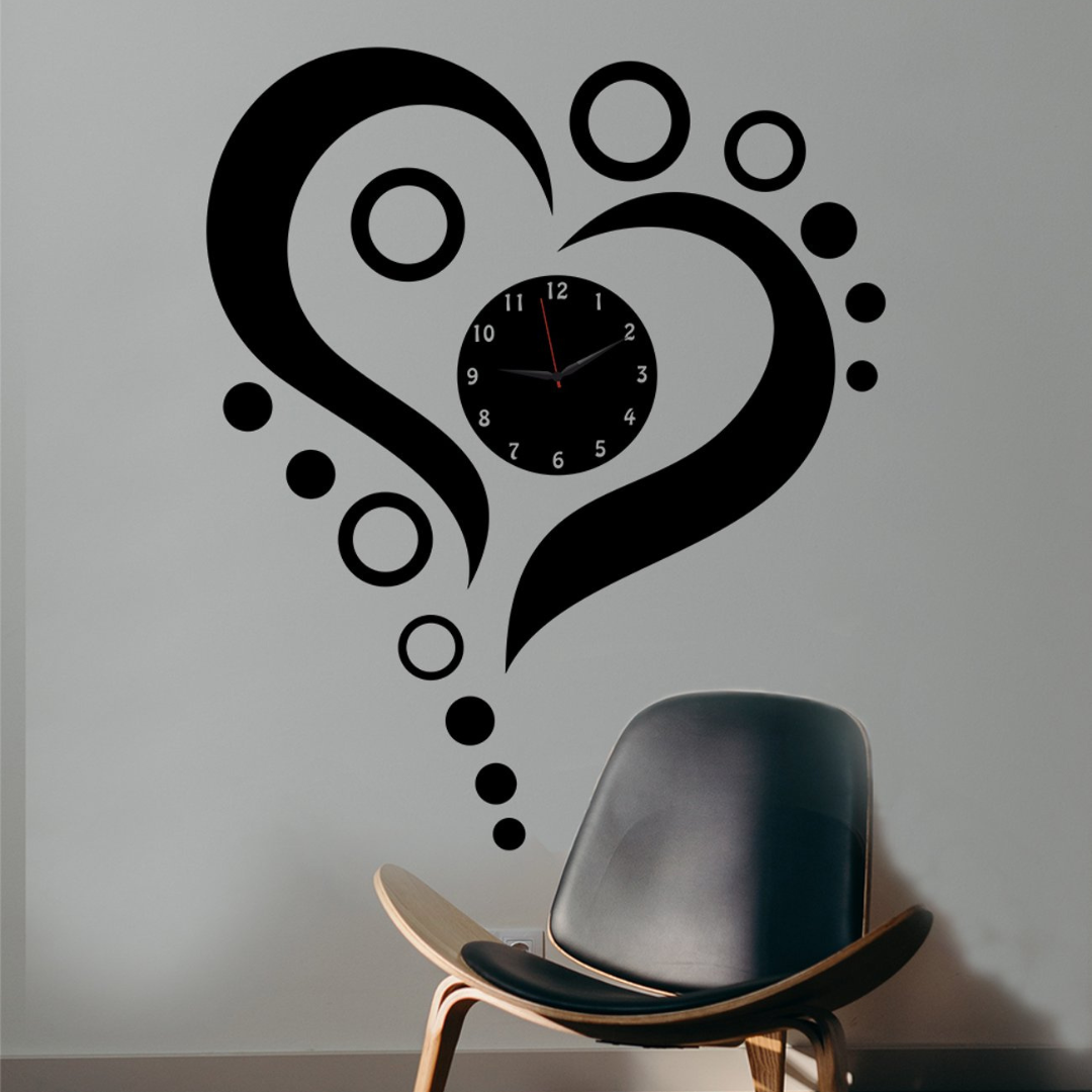 Modern Heart-Shaped Wall Clock Art Décor