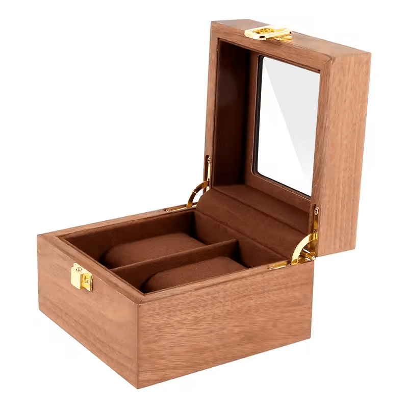 2 Slots Wooden Watch Display Case, 