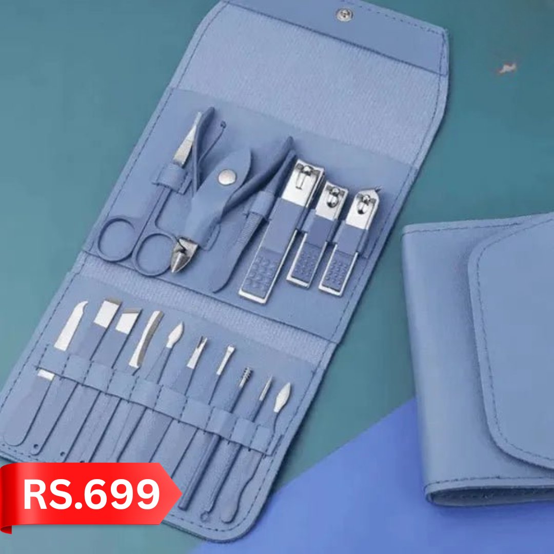 Premium 16-in-1 Professional Manicure & Pedicure Nail Care Set with Leather Case