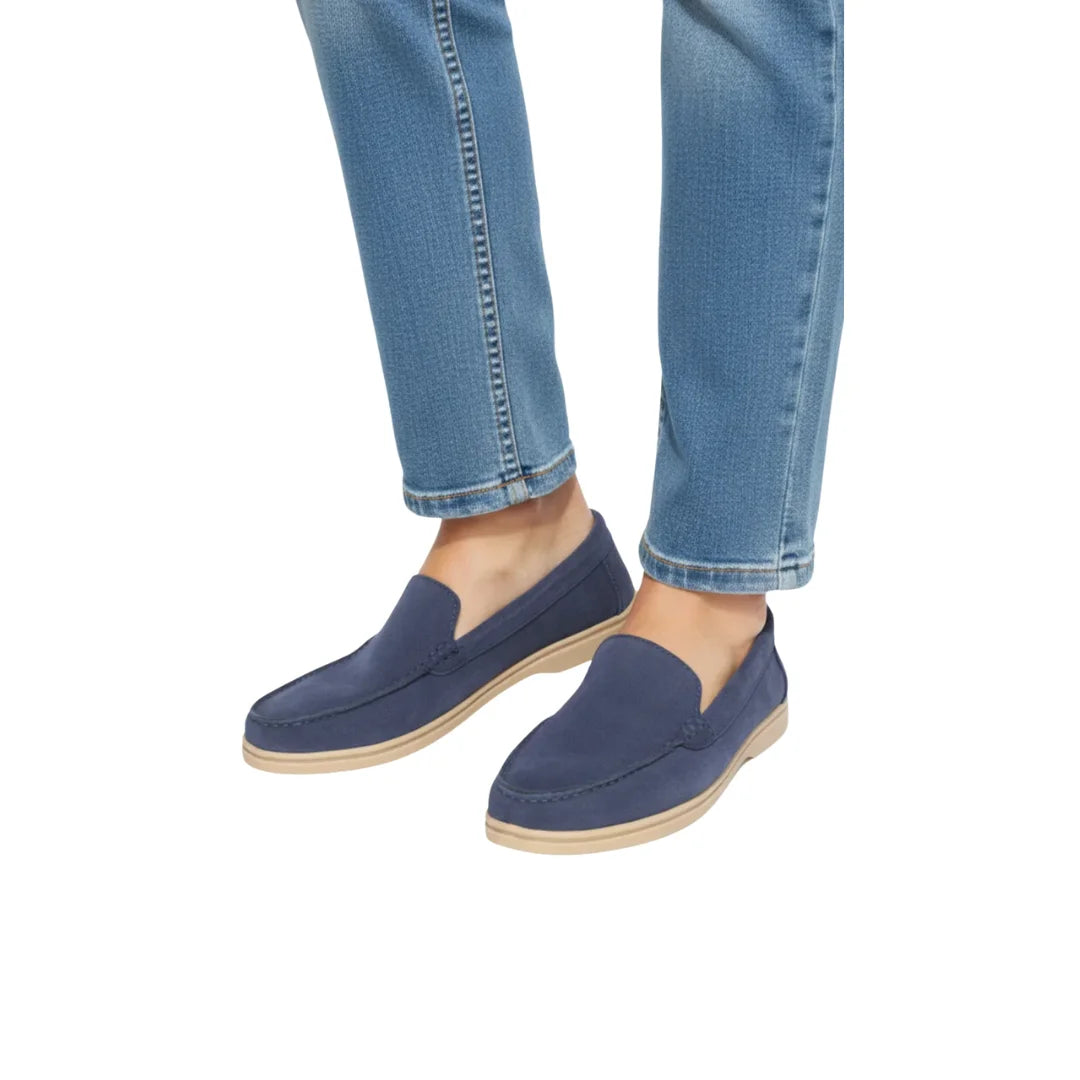 Men’s Classic Blue Suede Leather Loafers — Comfortable Casual Formal Shoes