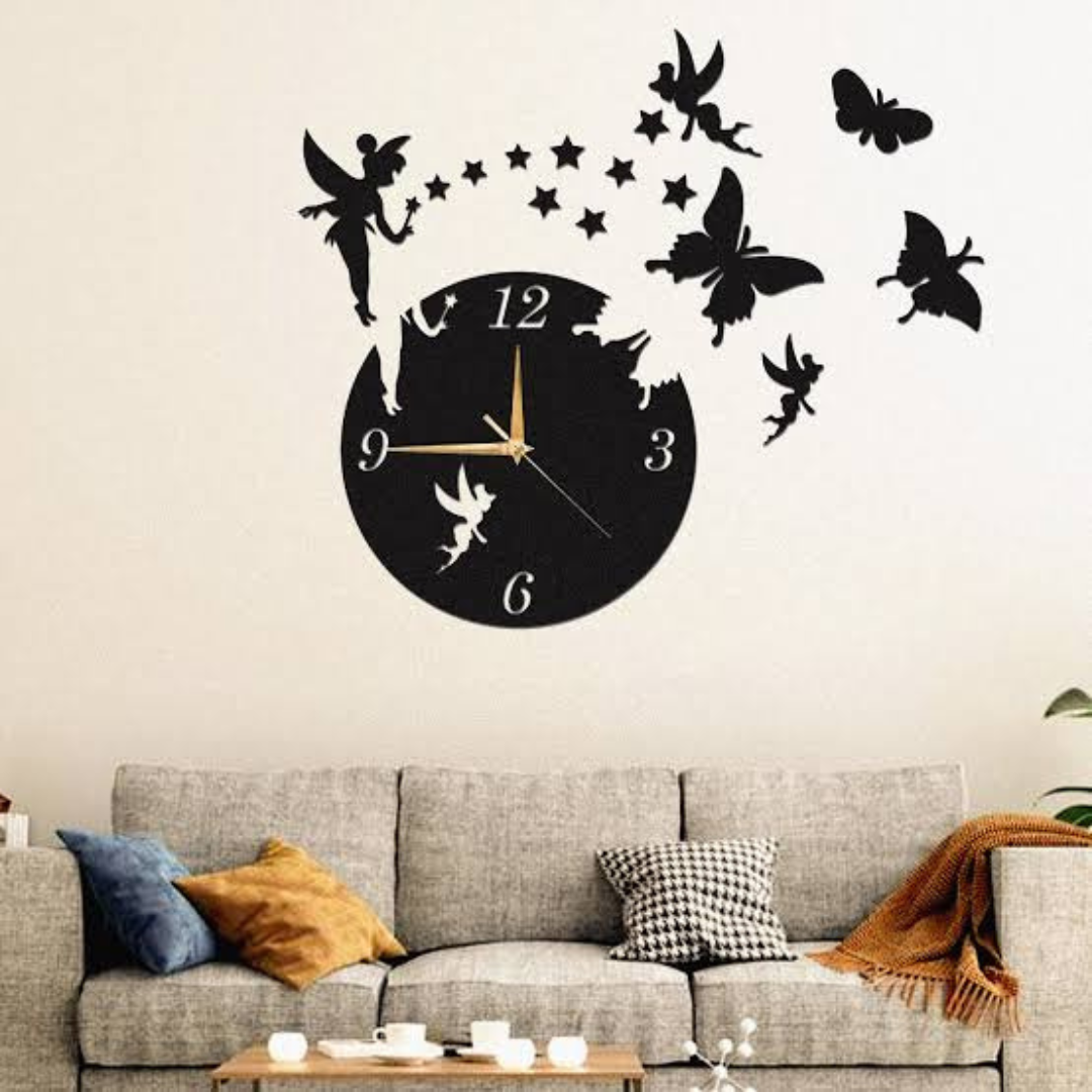 LED Fairy-Themed Wall Clock with Magical Silhouette Art