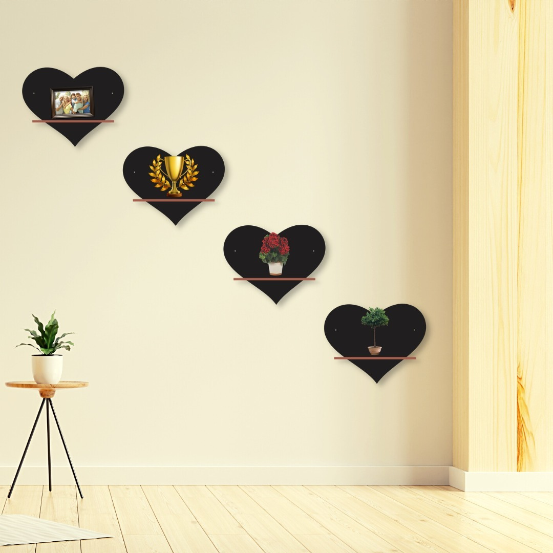 Luxury Heart Design Wall Shelf Set for Living Room & Bedroom