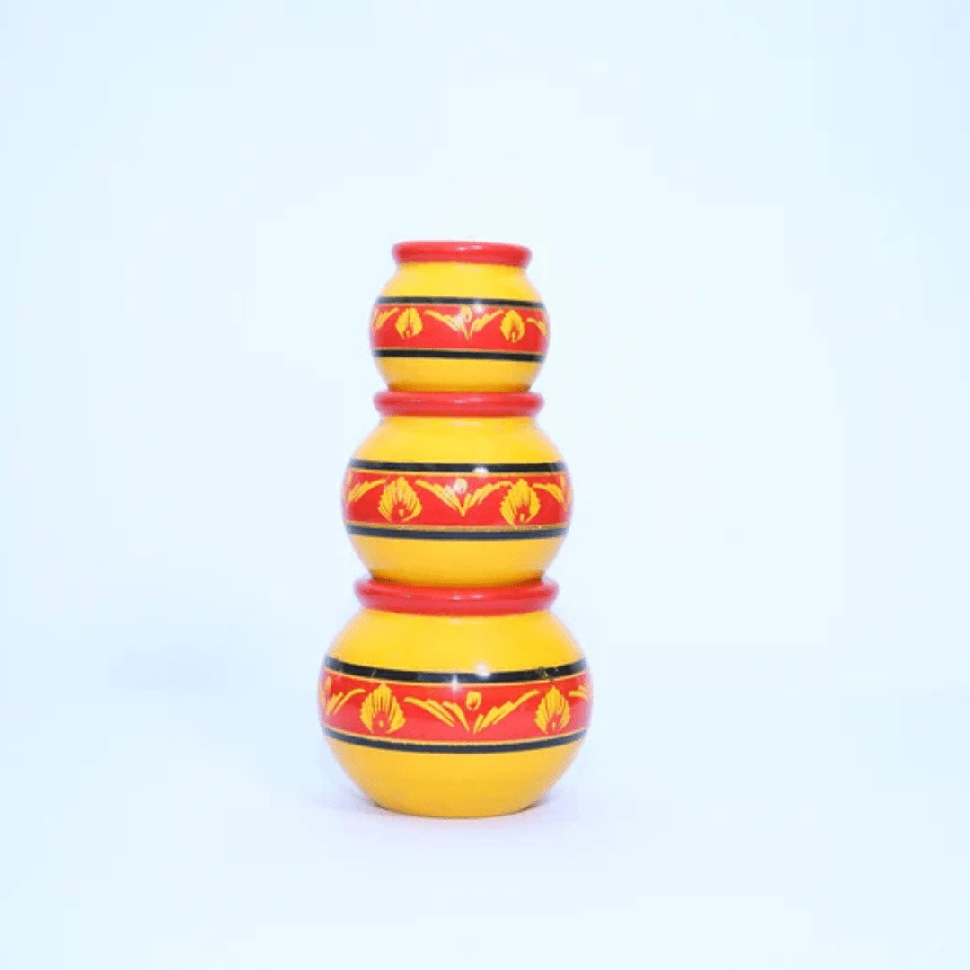 3 - Piece Yellow Painted Clay Pot Set - Simple & Traditional Kitchen Decor - AlifdukanAlifdukan types here :)