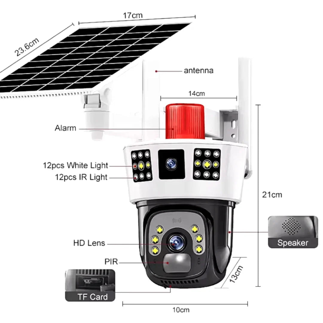 3 Screens Dual Lens V380 Pro 12MP 6K PTZ 4G SIM Card Solar Powered CCTV Security Camera Waterproof Solar PTZ Camera WIFI - AlifdukanAlifdukan types here :)