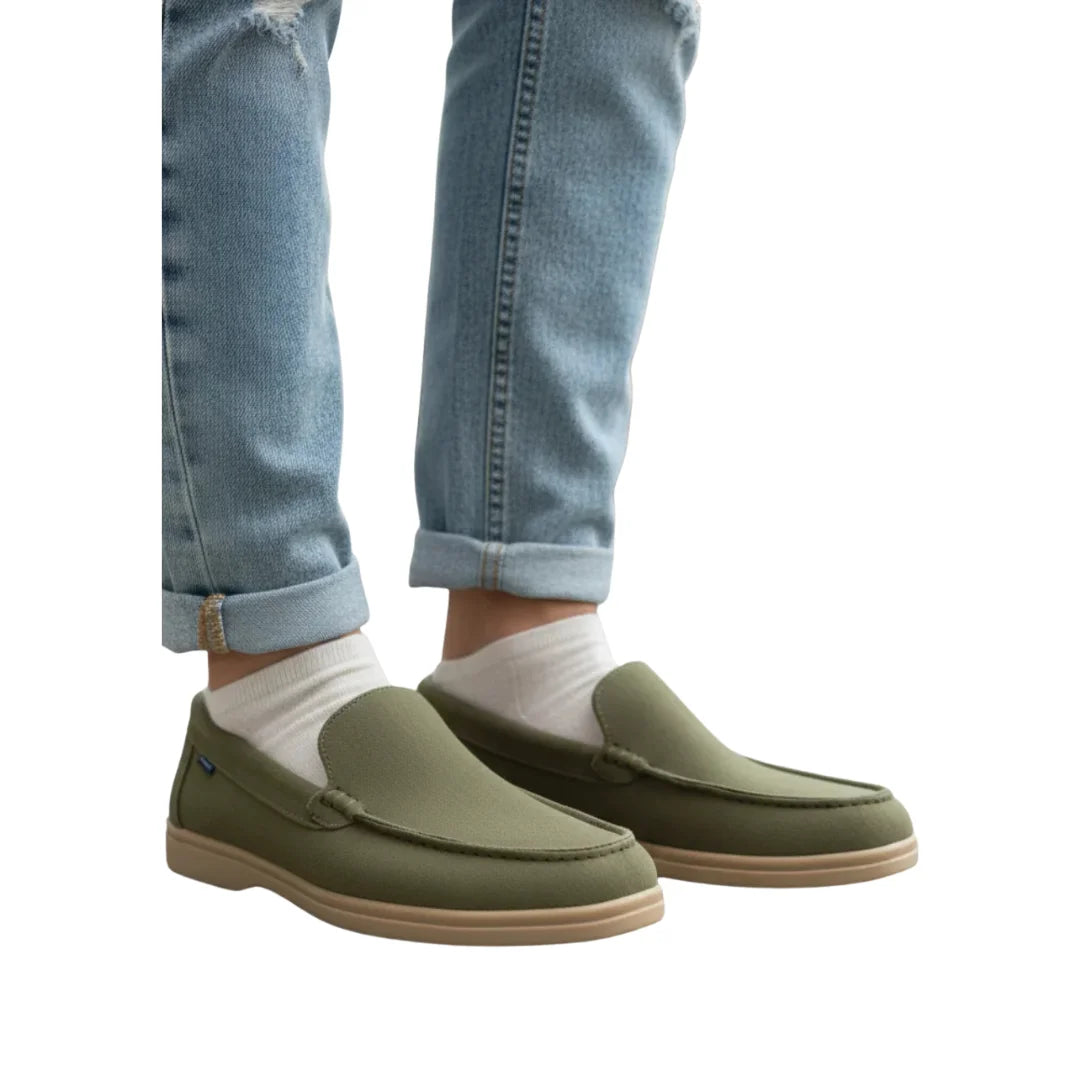Men’s Olive Green Suede Leather Loafers – Lightweight & Comfortable Everyday Shoes