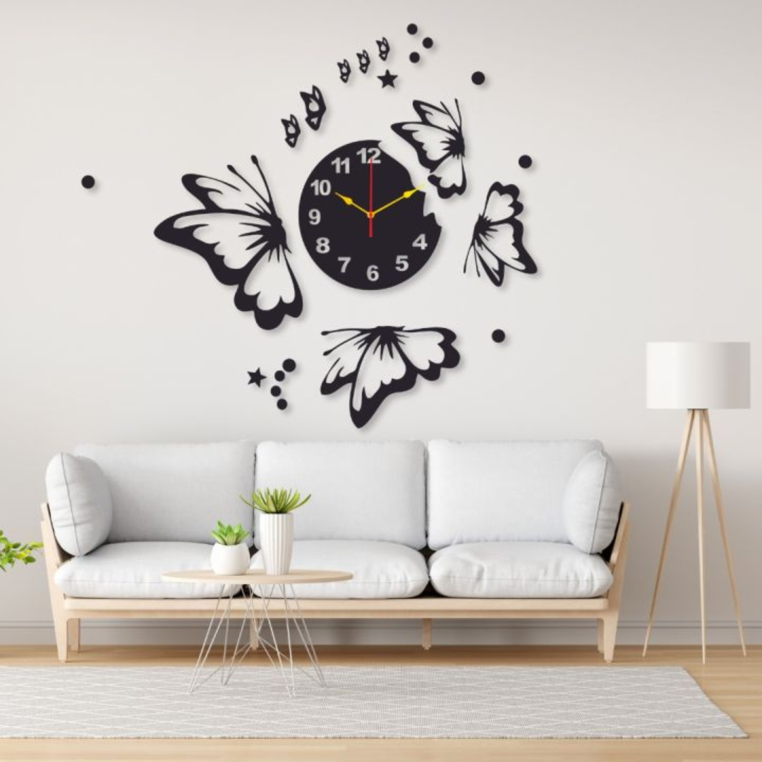 Elegant Butterfly Wall Clock Art Décor