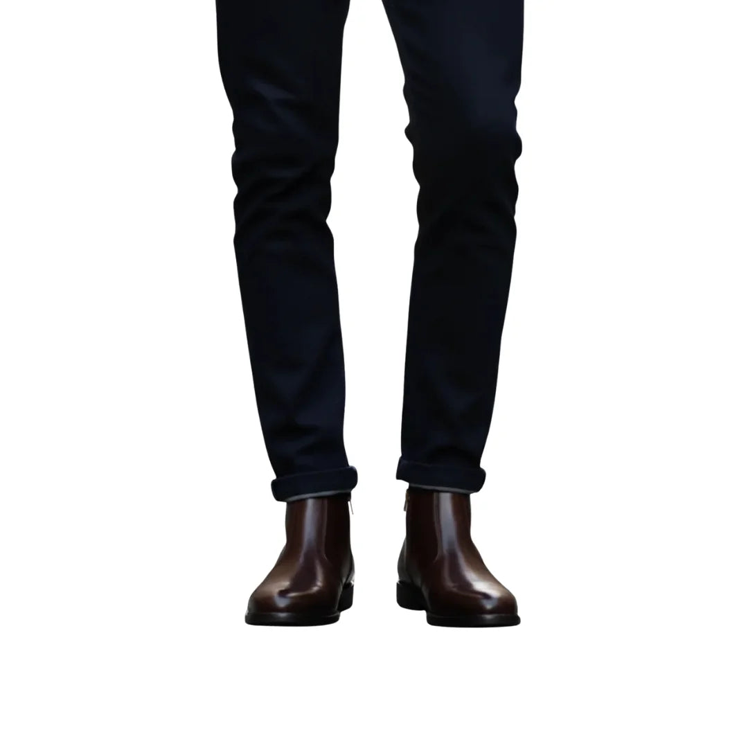 Men’s Premium Brown Leather Zipper Chelsea Boots