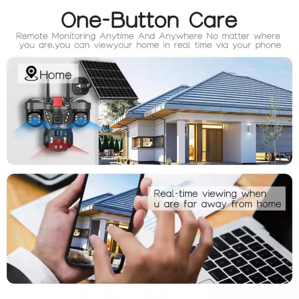 4G Solar Triple Lens 5MP Outdoor CCTV Camera | 3 - Screen View | Manual Side Rotation| Auto Tracking | Human Detection | Color Night Vision | Two - Way Audio | Multi - User Access - AlifdukanAlifdukan types here :)