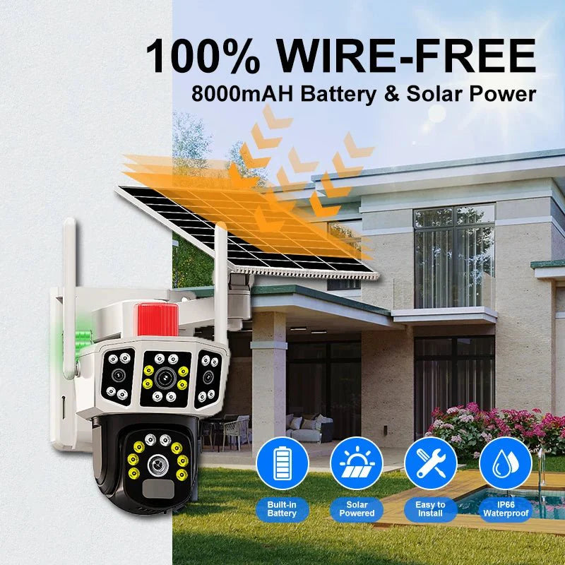 6MP Dome Camera New Design Outdoor Home Wireless Network Video Solar 360 2 Lens 4G PTZ Security Night Vision Two Way Audio - AlifdukanAlifdukan types here :)