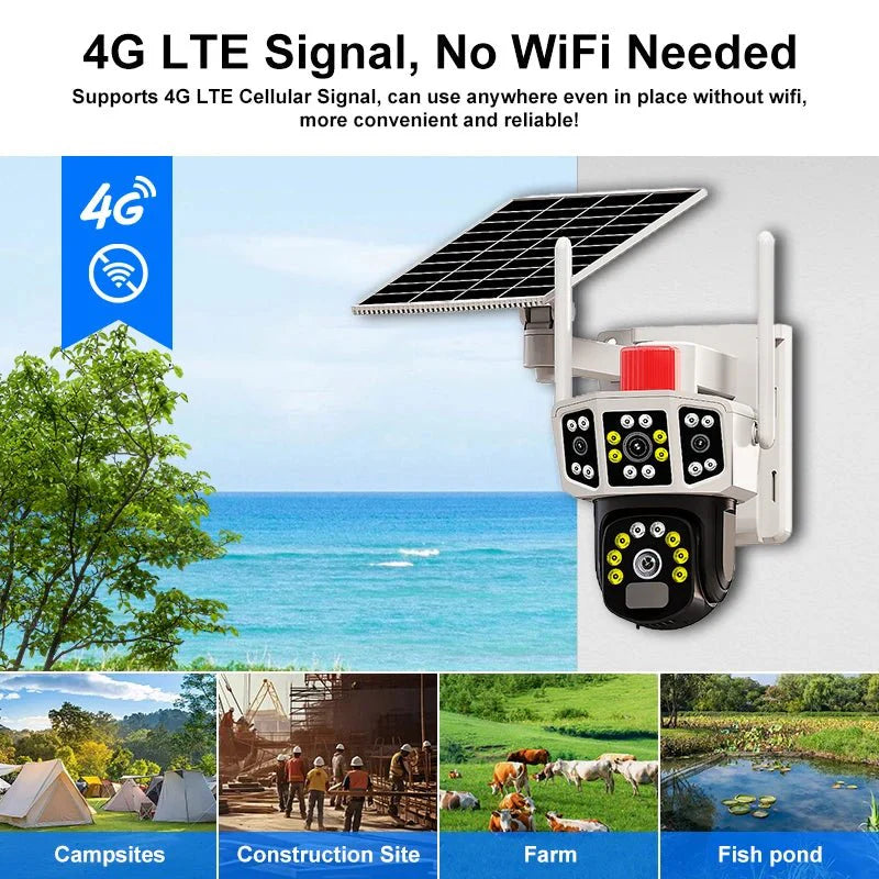 6MP Dome Camera New Design Outdoor Home Wireless Network Video Solar 360 2 Lens 4G PTZ Security Night Vision Two Way Audio - AlifdukanAlifdukan types here :)
