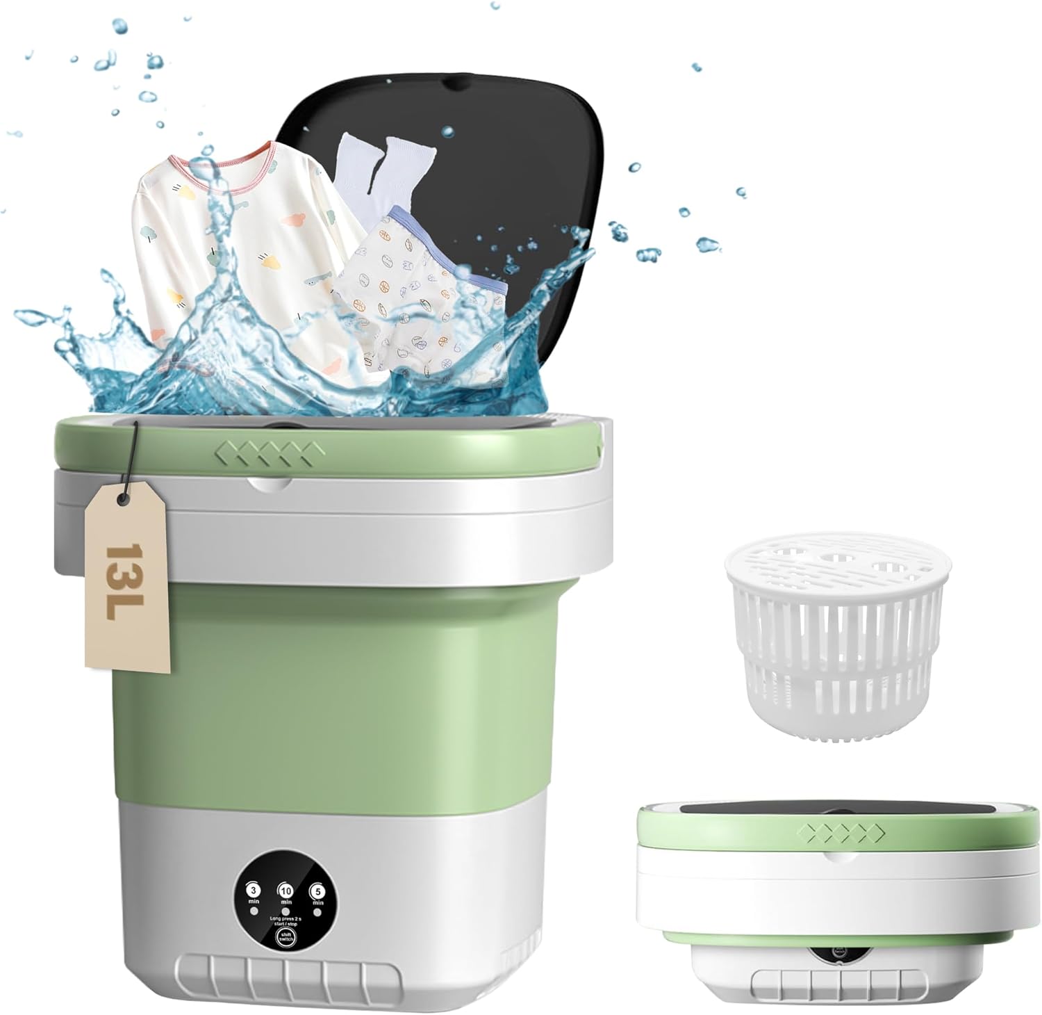 Portable Mini Washing Machine 13L | Foldable Bucket Washer | USB Powered | Travel & Baby Clothes Washer