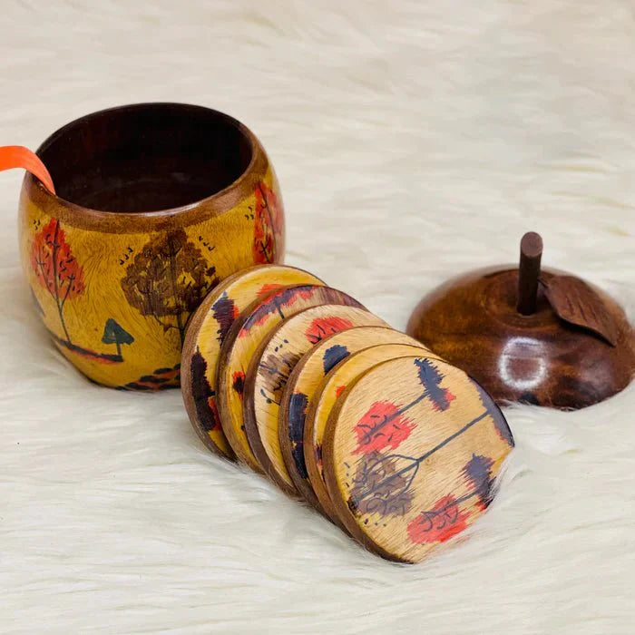 Apple Shaped Wooden Tea Coaster - AlifdukanAlifdukan types here :)