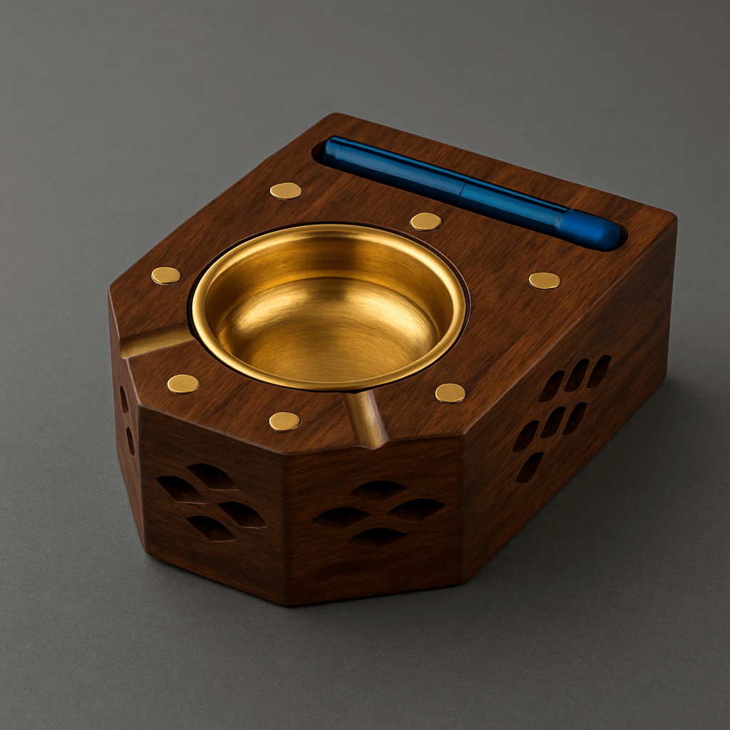 Ashtray , Wooden Ashtray , Gorgeous Wooden Ashtray with Brass Work. - AlifdukanAlifdukan types here :)