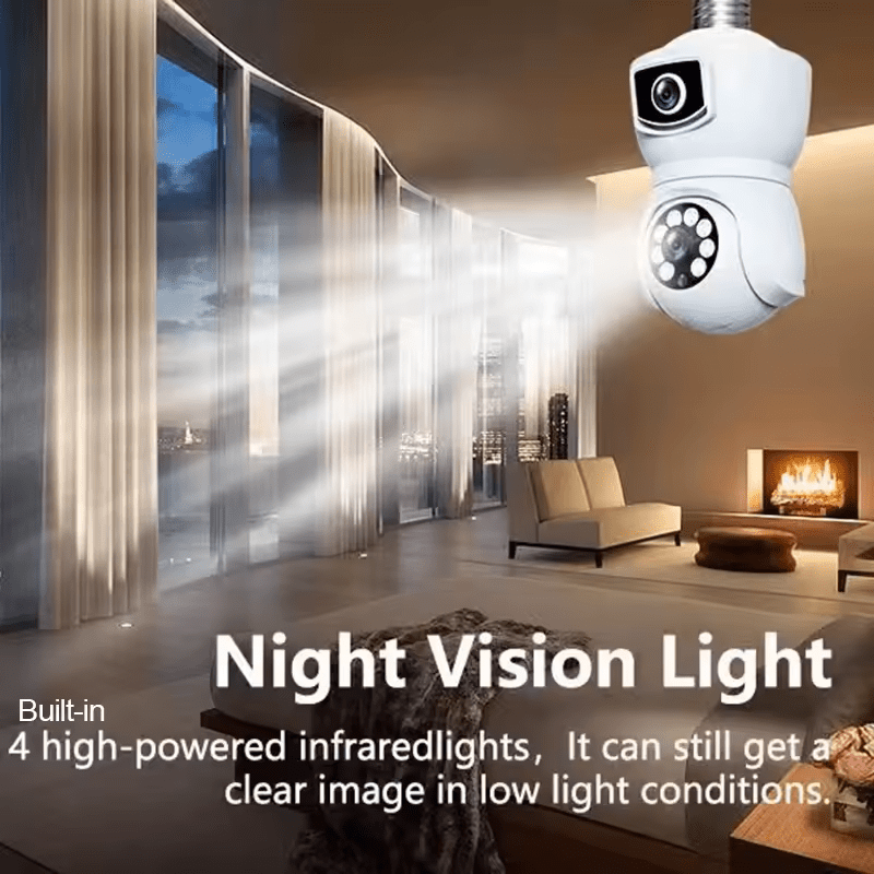 E27 Bulb WiFi Camera PTZ Dual - lens Anti - theft Motion Detection IR Night Vision Rotate iP cam - AlifdukanAlifdukan types here :)
