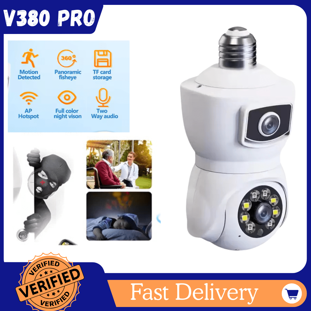 E27 Bulb WiFi Camera PTZ Dual - lens Anti - theft Motion Detection IR Night Vision Rotate iP cam - AlifdukanAlifdukan types here :)