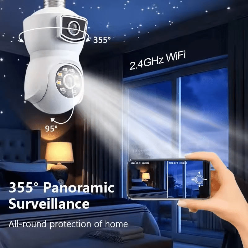 E27 Bulb WiFi Camera PTZ Dual - lens Anti - theft Motion Detection IR Night Vision Rotate iP cam - AlifdukanAlifdukan types here :)