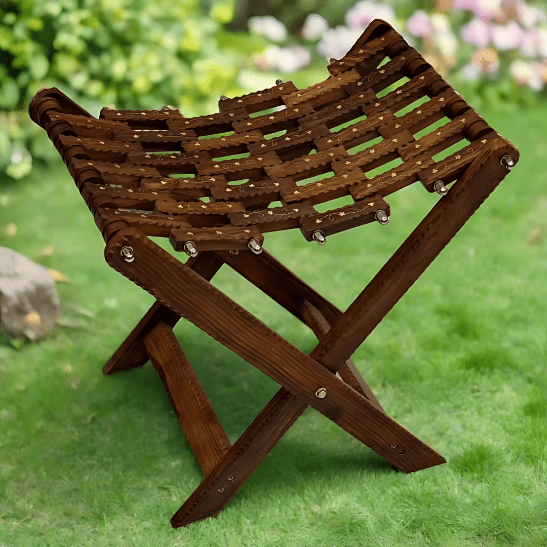 Handcrafted Wooden Foldable Stool - AlifdukanAlifdukan types here :)