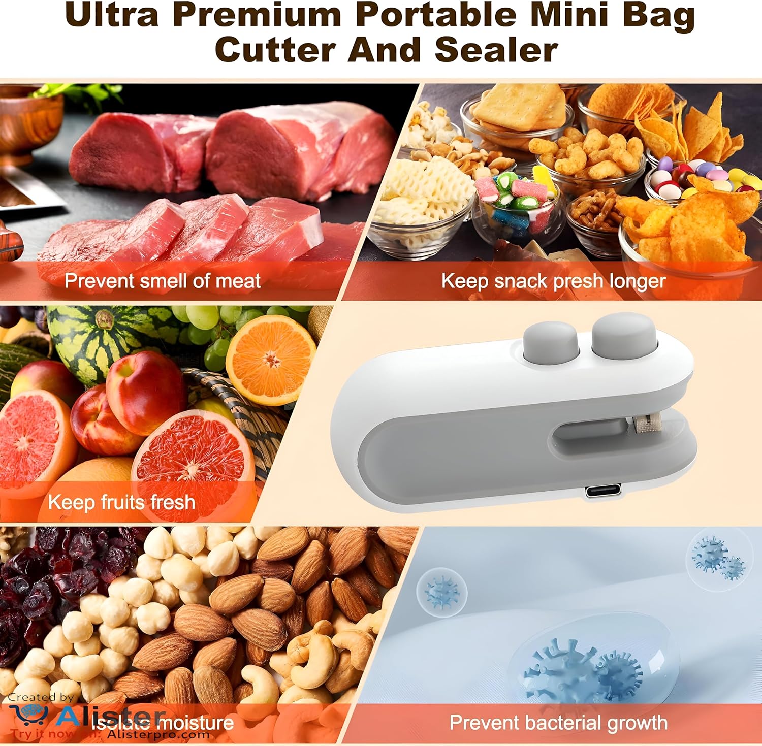 Mini Bag Sealer for Reseal Snacks and Saving,Rechargeable 2 in 1 USB Type C - AlifdukanAlifdukan types here :)