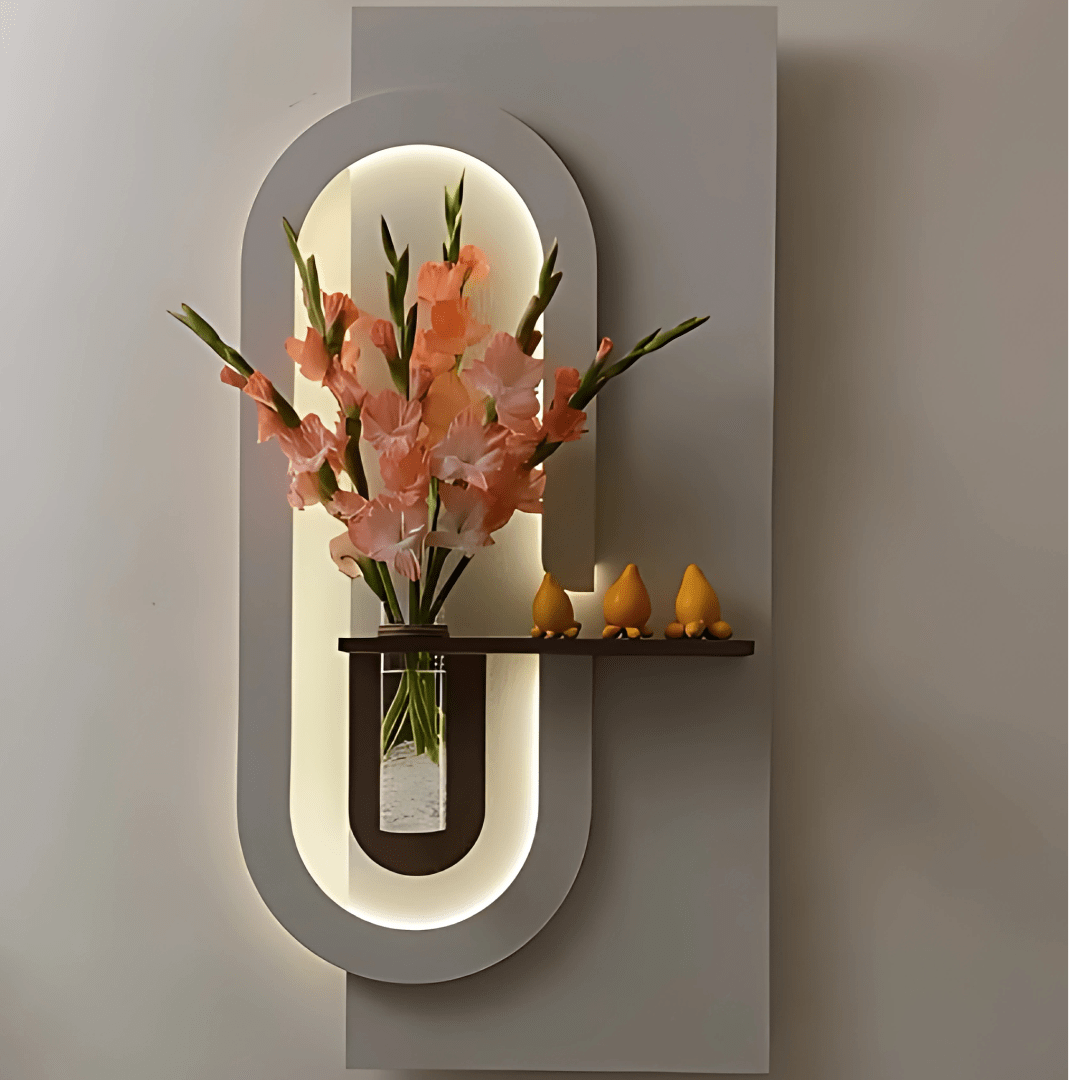 Modern LED Wall Art with Vase & Decorative Shelf – Floral Accent Light for Living Room & Entryway(24x18 Inches) - AlifdukanMini Supplier types here :)