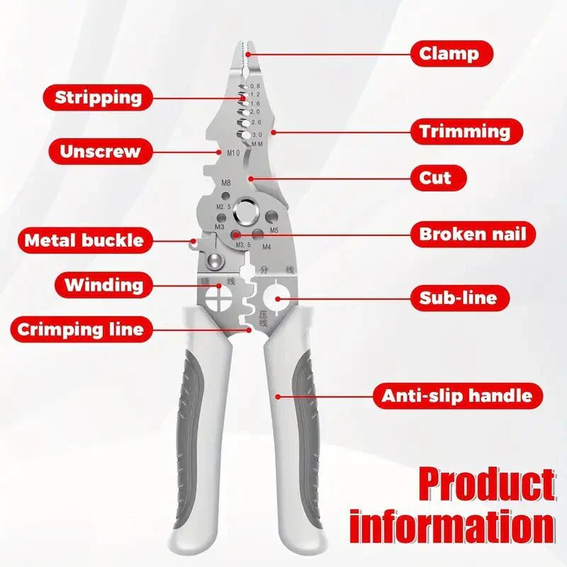Multifunctional Wire Stripper Pliers - Stainless Steel Ergonomic Grip, No Assembly Required, Portable Cable Stripper & Crimper Tool for Electricians - AlifdukanEver Green types here :)