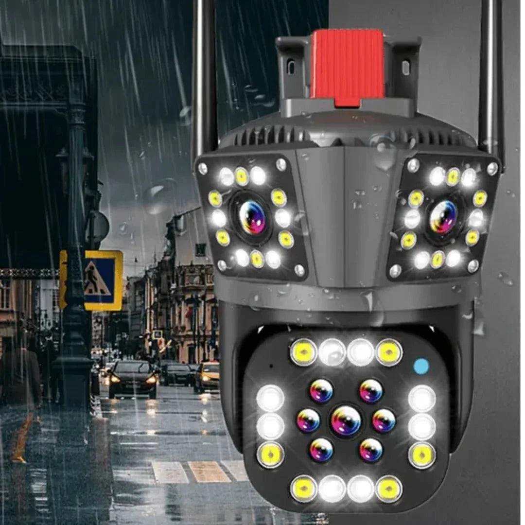 Outdoor Waterproof Wireless WiFi HD Security Camera, 3 Lens Security Camera Outdoor, Mini Hd WiFi Security Camera 360, Outdoor Waterproof WL Security Camera for Home (3 Lens) - AlifdukanAlifdukan types here :)