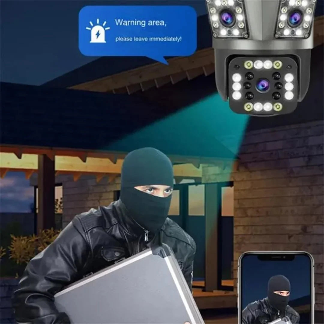 Outdoor Waterproof Wireless WiFi HD Security Camera, 3 Lens Security Camera Outdoor, Mini Hd WiFi Security Camera 360, Outdoor Waterproof WL Security Camera for Home (3 Lens) - AlifdukanAlifdukan types here :)