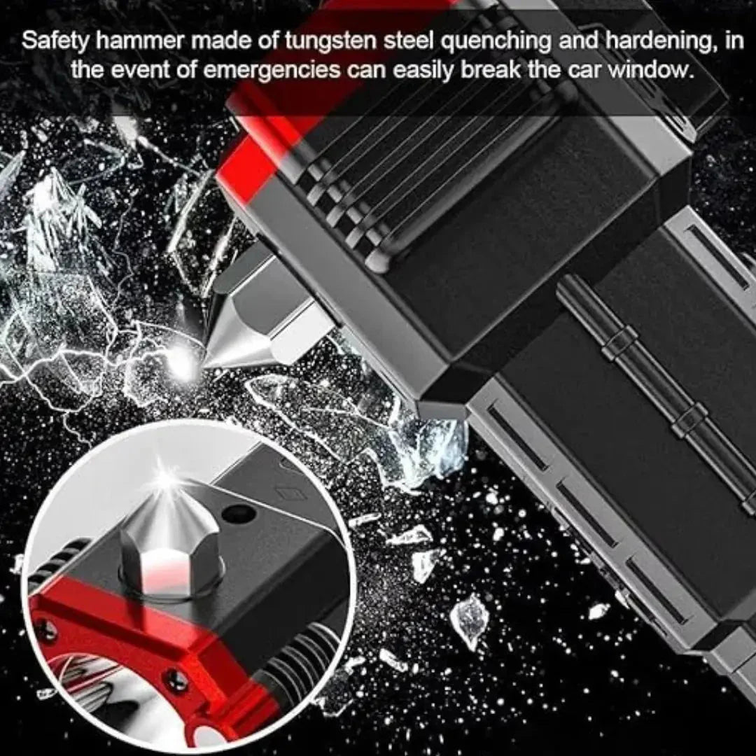 Rechargeable Safety Hammer Flashlight | Emergency Tool, Power Bank, and Magnet Torch - AlifdukanAlifdukan types here :)