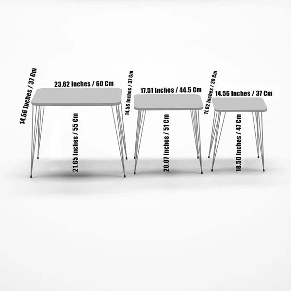 Square White/Black Side Table Set /Coffee - AlifdukanAlifdukan types here :)