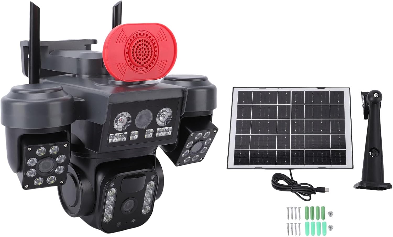 Triple Lens Solar Security Camera, Outdoor Wireless 360 Degree View, 2.4GHz WiFi AI Motion Detection, 12MP HD IP66 Weather Proof for Yard Home Shop Warehouse - AlifdukanAlifdukan types here :)