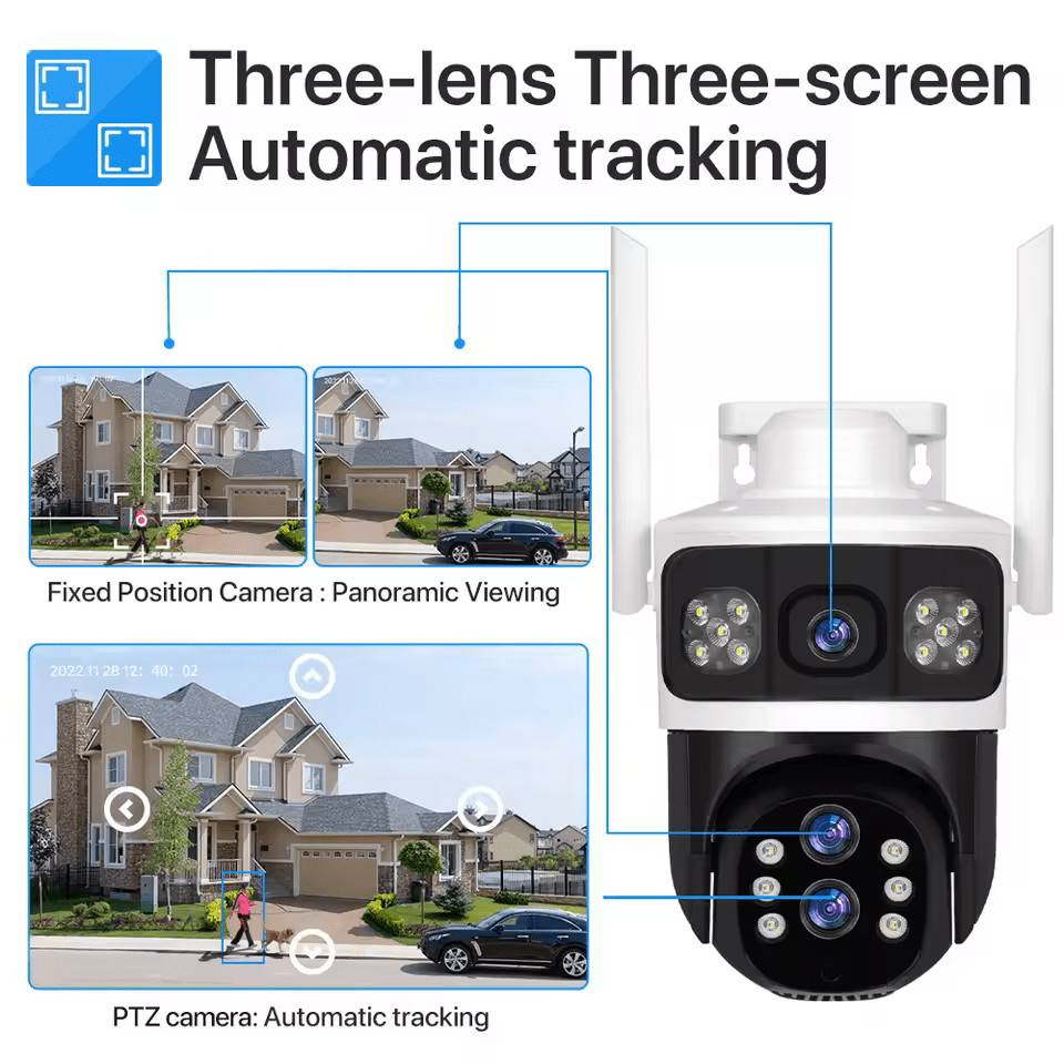 V380 Pro, 12MP, 10x Optical Zoom, 4G SIM Card, Wireless WIFI CCTV, IP Security Camera, Waterproof Outdoor Surveillance, Pan - Tilt 360 Motion Detection, Color Night Vision, - AlifdukanAlifdukan types here :)