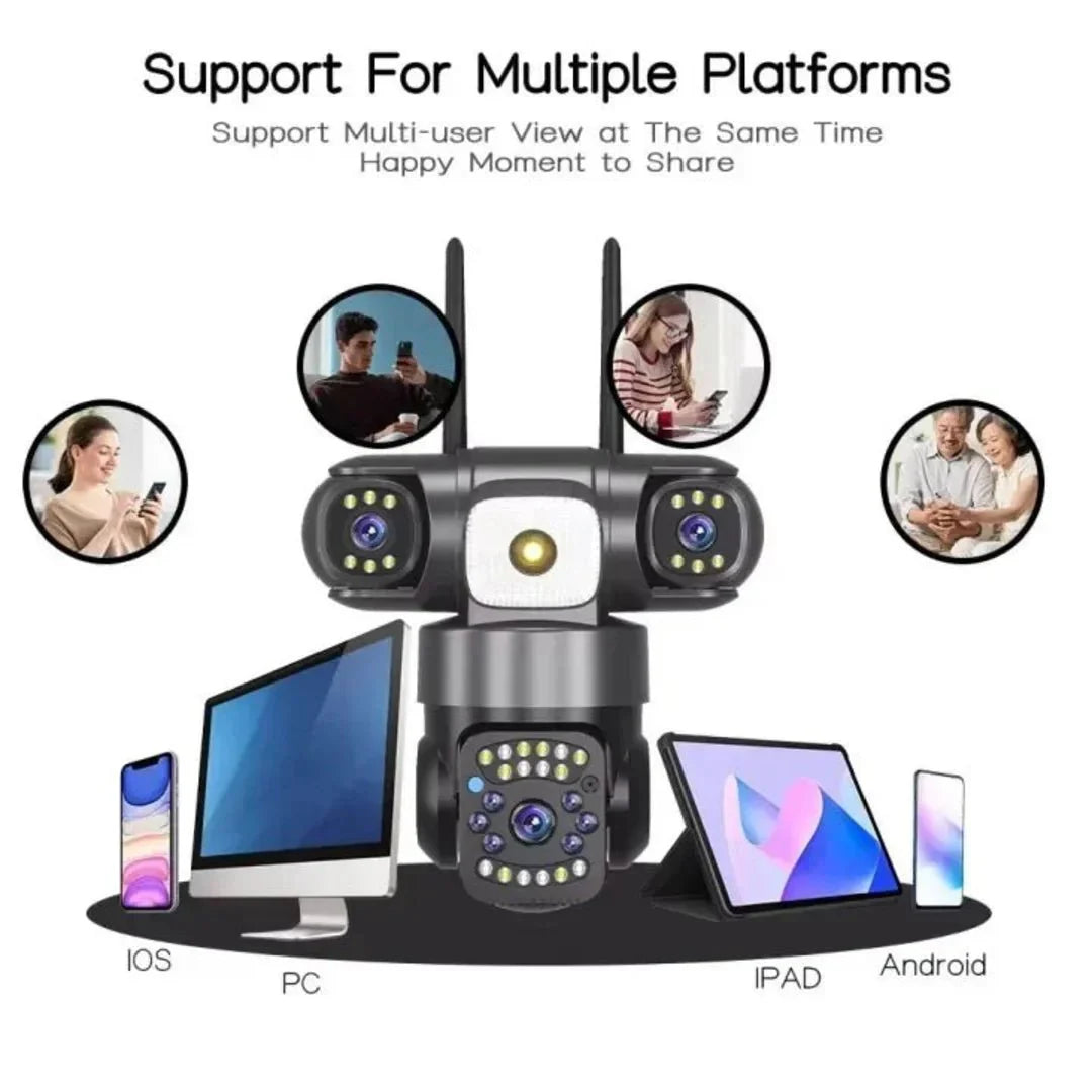 V380 PRO Three Lens WiFi IP Camera HD 2MP+2MP+2MP Outdoor Waterproof Two Way Intercom Full Color Night Vision PTZ CCTV Security Camera - AlifdukanAlifdukan types here :)