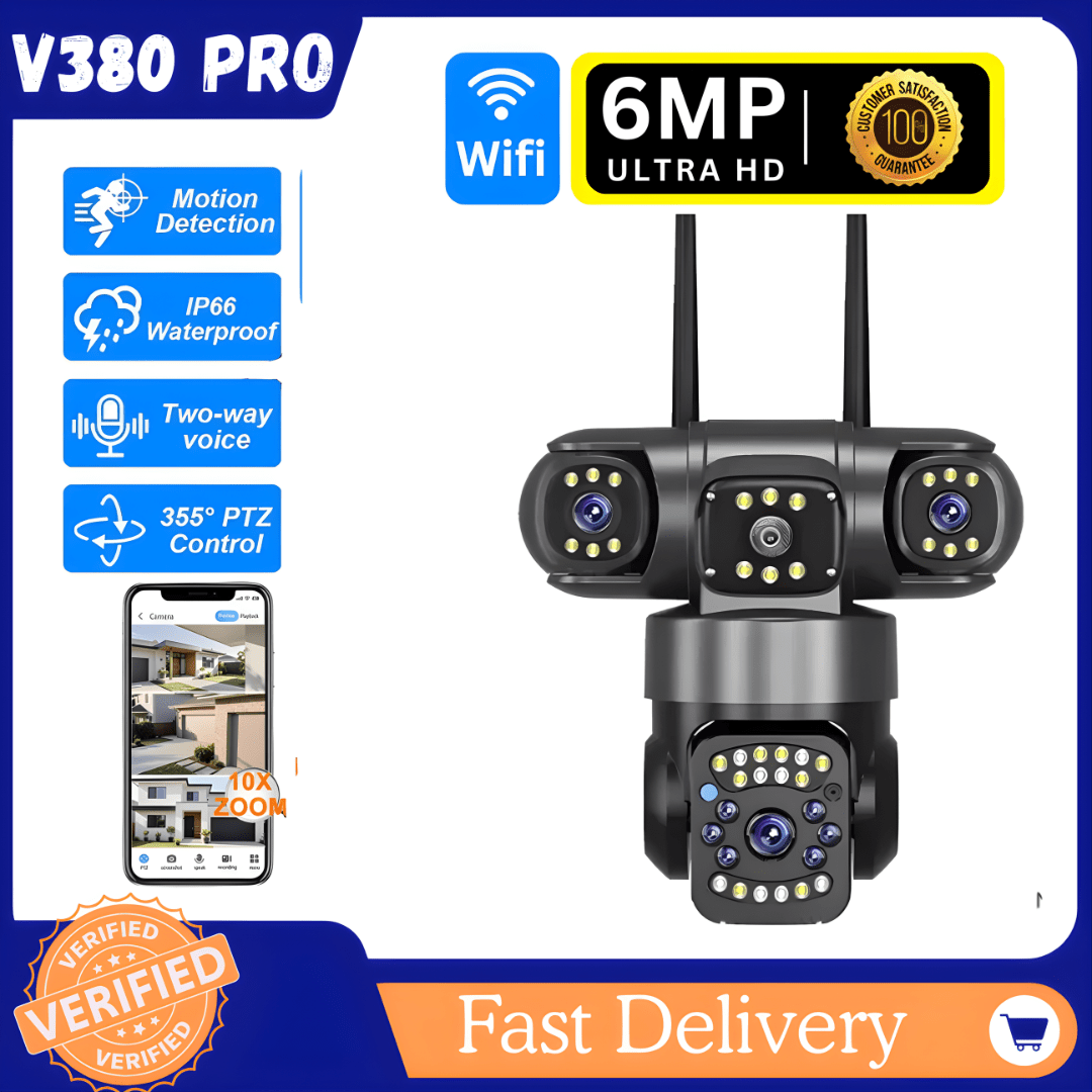 V380 PRO Three Lens WiFi IP Camera HD 2MP+2MP+2MP Outdoor Waterproof Two Way Intercom Full Color Night Vision PTZ CCTV Security Camera - AlifdukanAlifdukan types here :)
