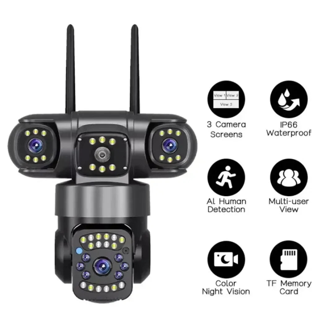 V380 PRO Three Lens WiFi IP Camera HD 2MP+2MP+2MP Outdoor Waterproof Two Way Intercom Full Color Night Vision PTZ CCTV Security Camera - AlifdukanAlifdukan types here :)