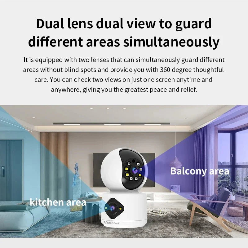 Vstarcam 4MP Dual Lens Dual Screen Indoor WiFi Camera Baby Monitor Auto Tracking Ai Human Detection Home CCTV Video IP Camera - AlifdukanAlifdukan types here :)