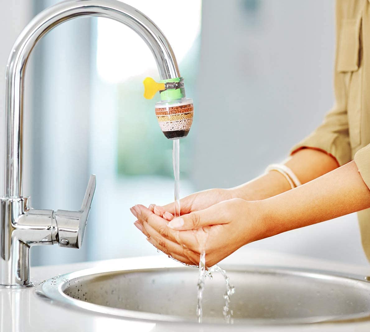 Water Filter Tap and Purifier Faucet, Hard Water to Soft Water Converter for Drinking, Chlorine Remover 6 Layer Carbon Activated Purification Cartridge for Kitchen Sink and Tap (Pack of 1) - AlifdukanAlifdukan types here :)