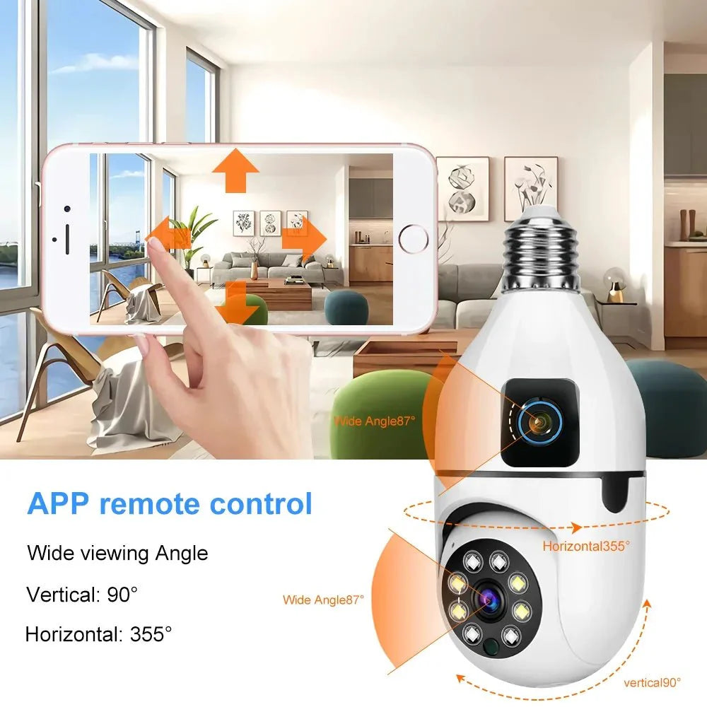Wifi Dual Lens Camera 1080P Night Vision Bulb 360° Indoor Wireless IP Camera Baby Monitor V380 CCTV Security Protection - AlifdukanAlifdukan types here :)
