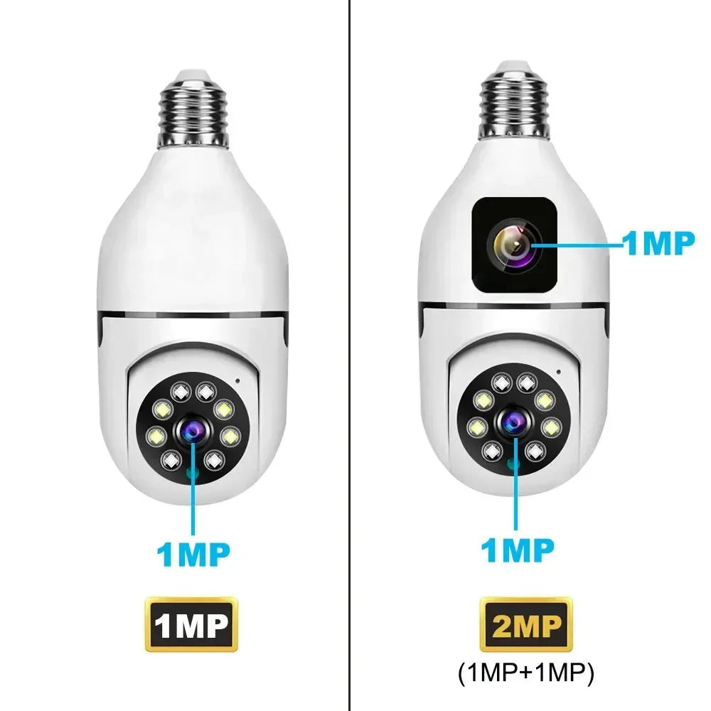 Wifi Dual Lens Camera 1080P Night Vision Bulb 360° Indoor Wireless IP Camera Baby Monitor V380 CCTV Security Protection - AlifdukanAlifdukan types here :)