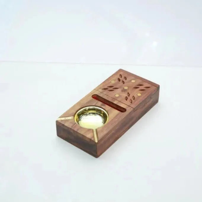 Wooden Ashtray, Ashtray With Ciggrette Box.