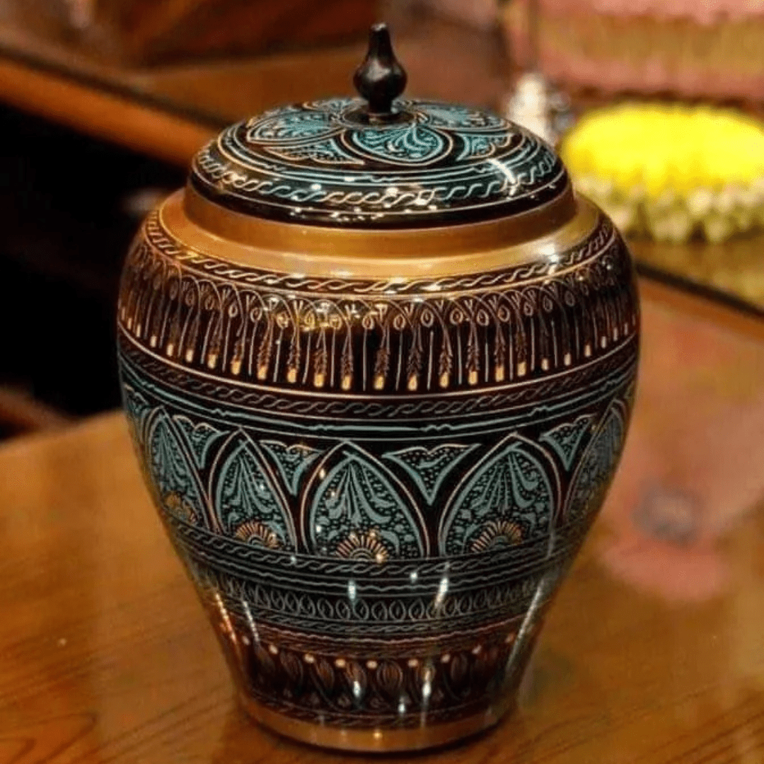 Wooden Candy jar Naqashi work 7inch height - AlifdukanAlifdukan types here :)