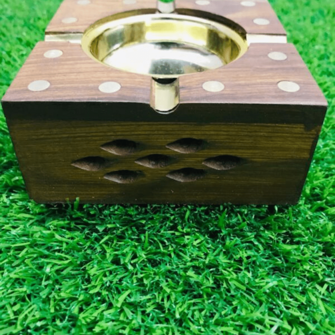 WOODEN CIGARETTE ASH TRAAY 4 x 4 Inch - AlifdukanAlifdukan types here :)