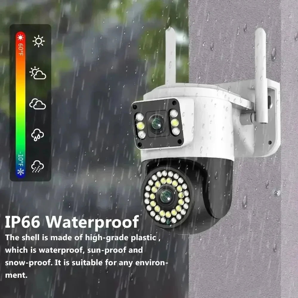 YOOSEE HD 8MP Wifi PTZ camera Dual Lens Dual Screens Color Night Auto Tracking Two Way Audio Outdoor Waterproof CCTV Camera Cam - AlifdukanAlifdukan types here :)
