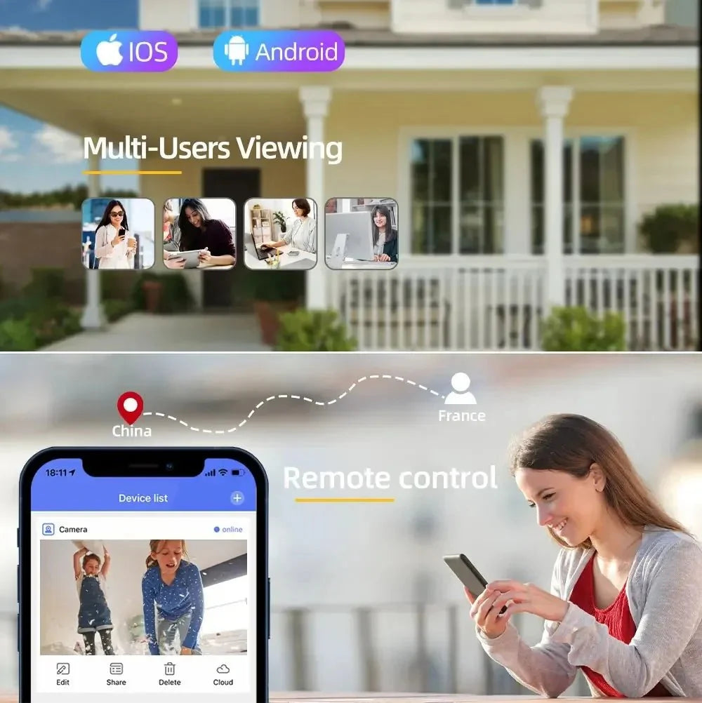 YOOSEE HD 8MP Wifi PTZ camera Dual Lens Dual Screens Color Night Auto Tracking Two Way Audio Outdoor Waterproof CCTV Camera Cam - AlifdukanAlifdukan types here :)